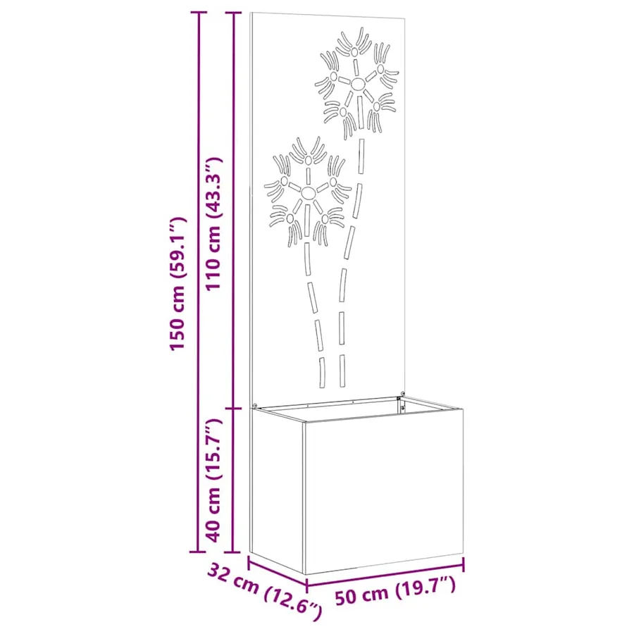 Écran de confidentialité de jardin Rouillé 50 x 32 x 150 cm - 14