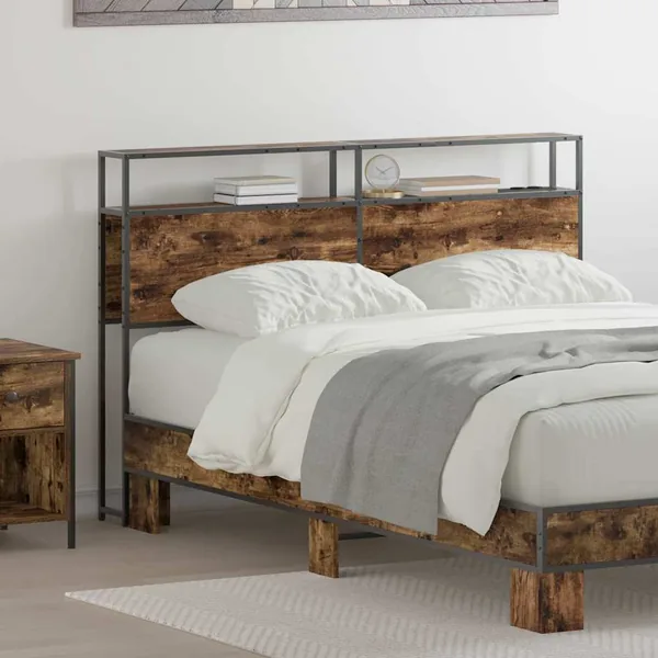 Tête de lit de rangement Chêne fumé Bois d'ingénierie