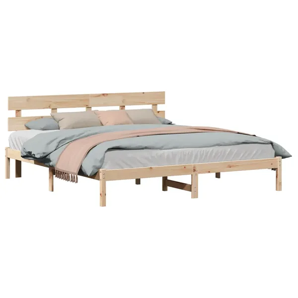 Cadre de lit Marron 200 x 200 cm Bois de pin massif