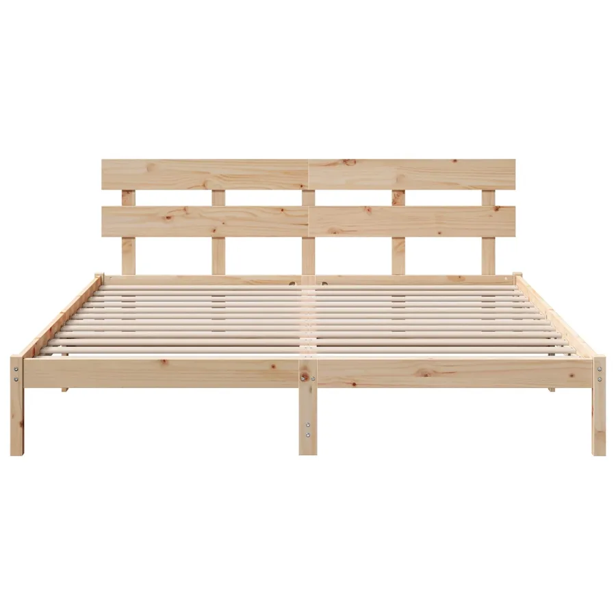 Cadre de lit Marron 200 x 200 cm Bois de pin massif - 4