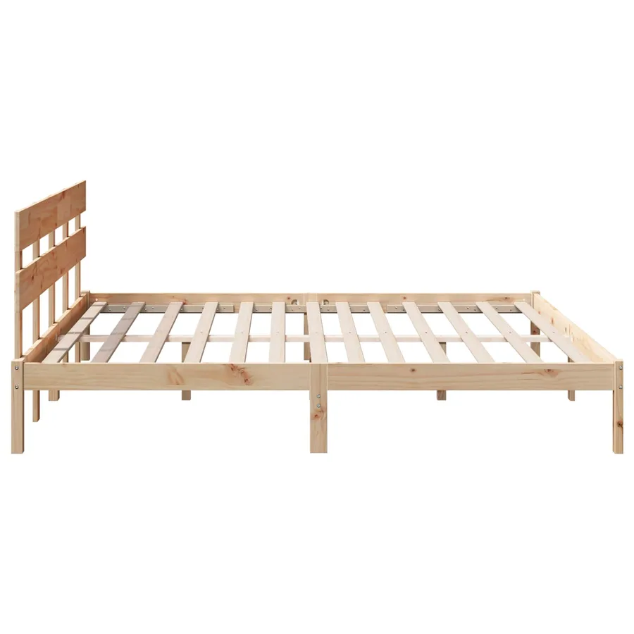 Cadre de lit Marron 200 x 200 cm Bois de pin massif - 5