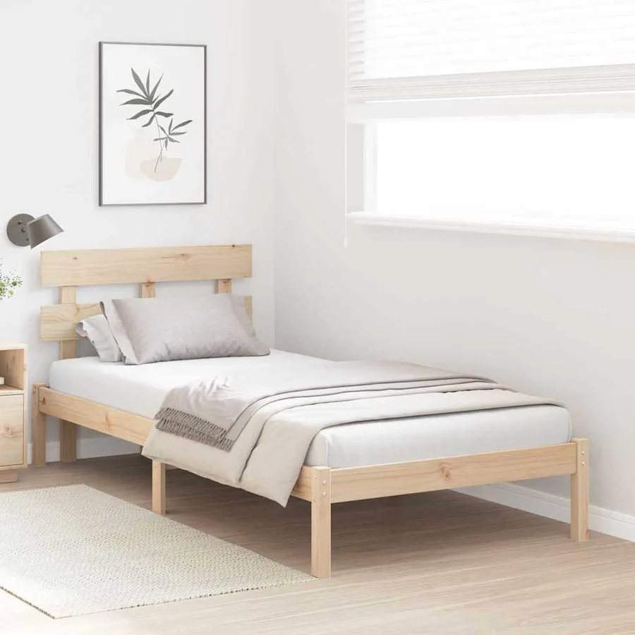Cadre de lit Marron 90 x 200 cm Bois de pin massif - 3