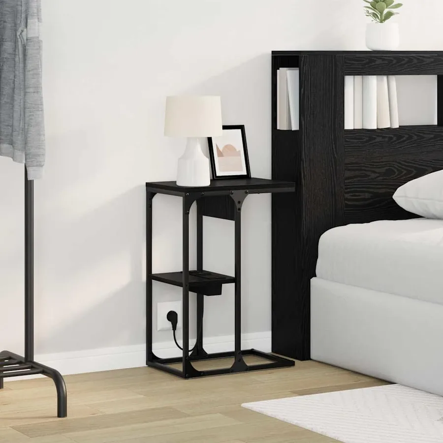 Cabinet de chevet Chêne noir 41,5 x 26 x 60,5 cm - 5