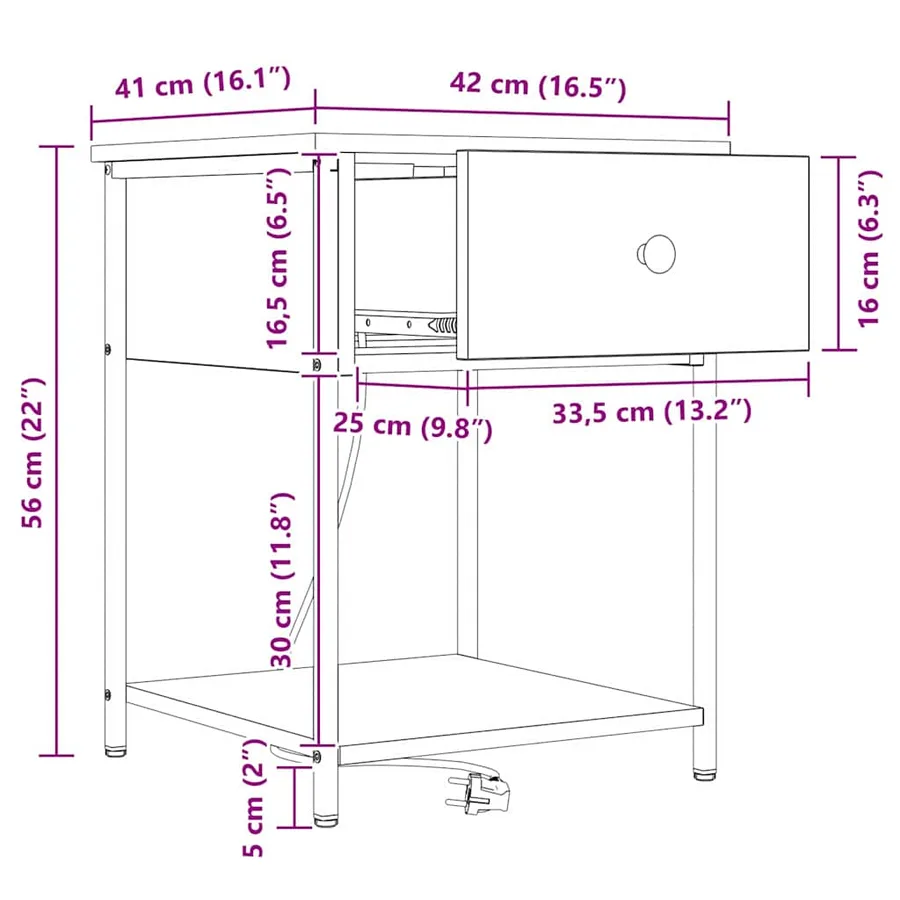 Cabinet de chevet avec tiroir 2 pcs Chêne brun 42 x 41 x 56 cm - 15