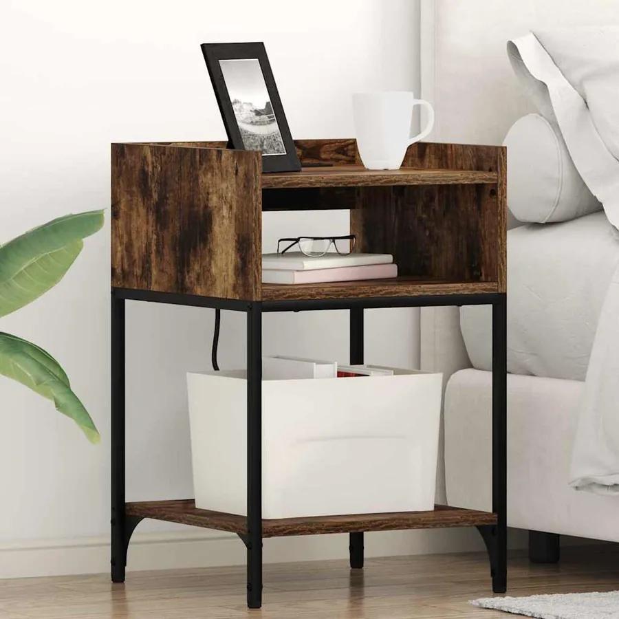 Cabinet de chevet Chêne fumé 40 x 40 x 61 cm Bois d'ingénierie