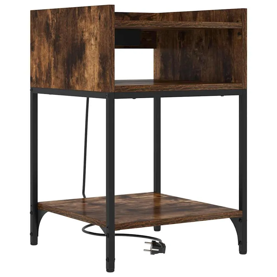 Cabinet de chevet Chêne fumé 40 x 40 x 61 cm Bois d'ingénierie - 2