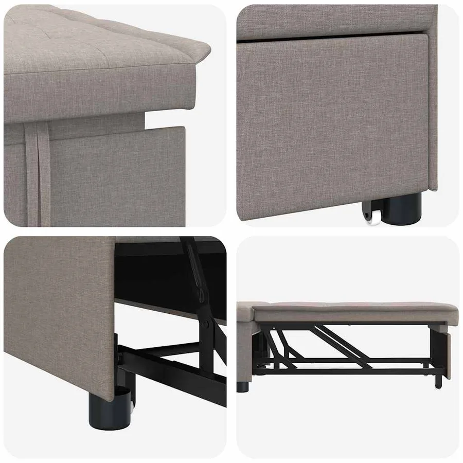Canapé-lit escamotable Taupe 194 x 50 x 82 cm tissu - 5