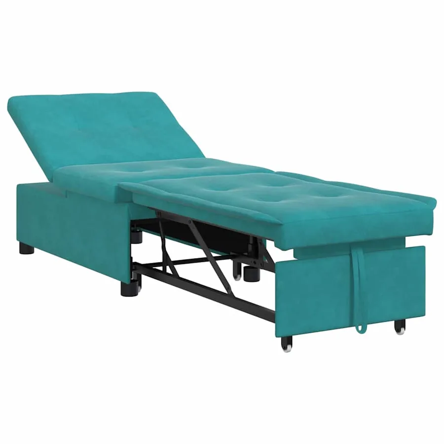 Canapé-Lit Turquoise 194 x 67 x 82 cm Velours - 2