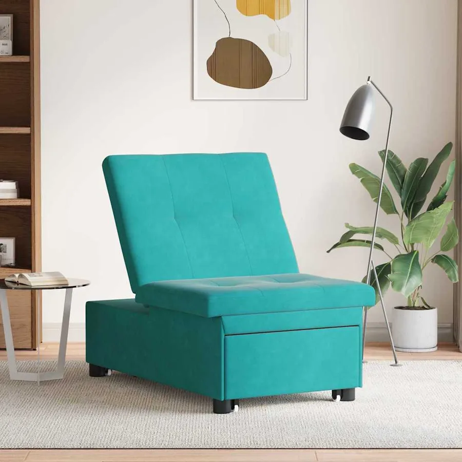 Canapé-Lit Turquoise 194 x 67 x 82 cm Velours - 3