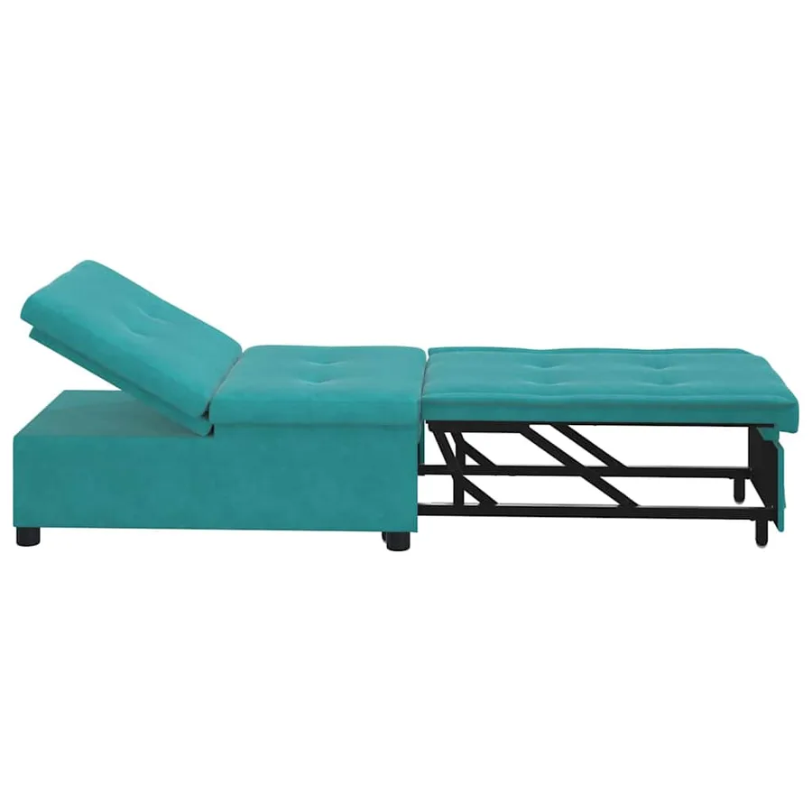 Canapé-Lit Turquoise 194 x 67 x 82 cm Velours - 5