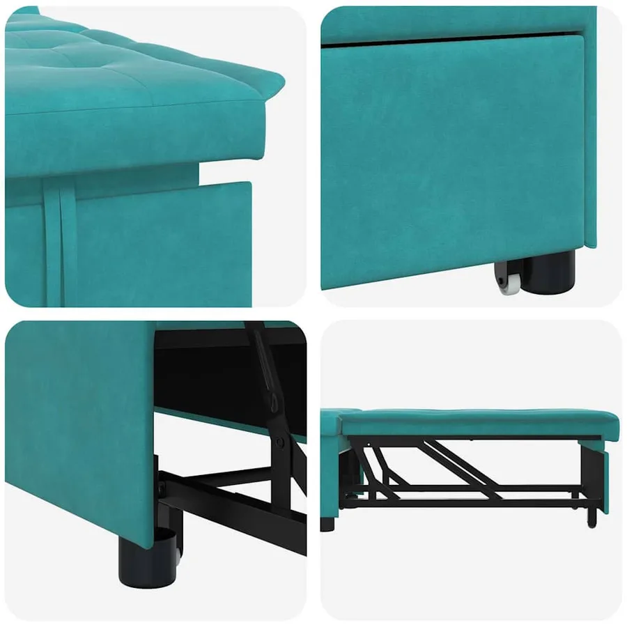 Canapé-Lit Turquoise 194 x 67 x 82 cm Velours - 7