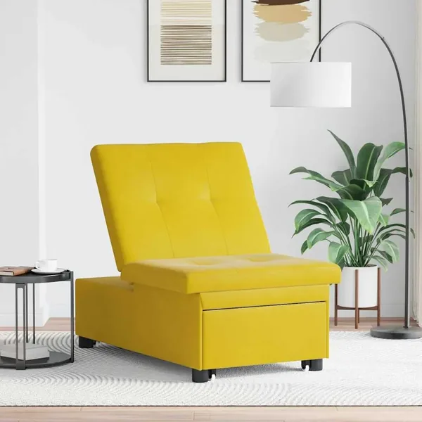 Canapé-Lit Jaune 194 x 67 x 82 cm Velours
