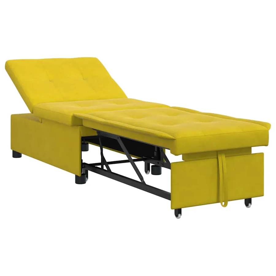 Canapé-Lit Jaune 194 x 67 x 82 cm Velours - 2