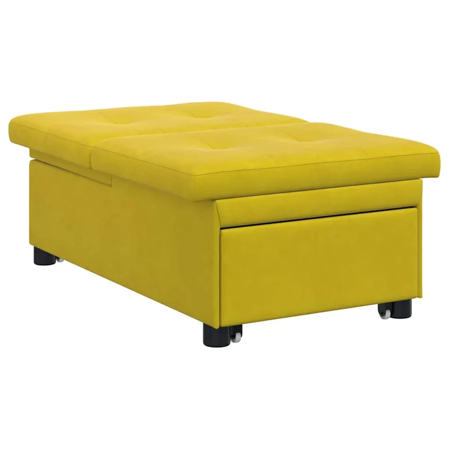 Canapé-Lit Jaune 194 x 67 x 82 cm Velours - 4