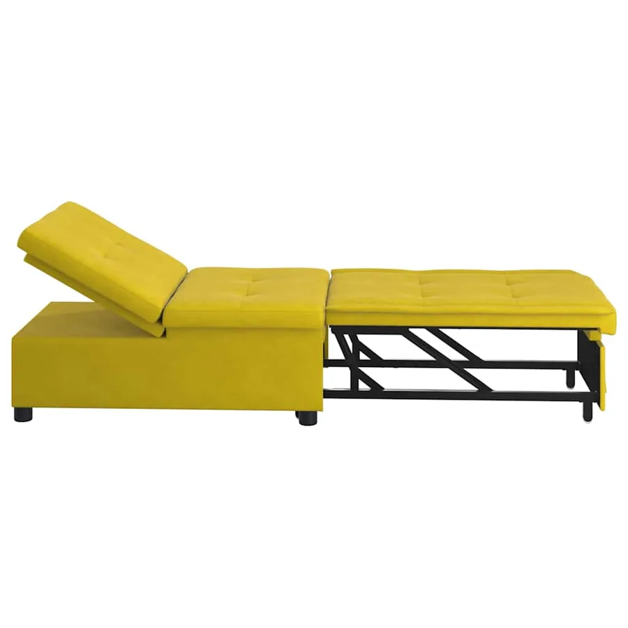Canapé-Lit Jaune 194 x 67 x 82 cm Velours - 5
