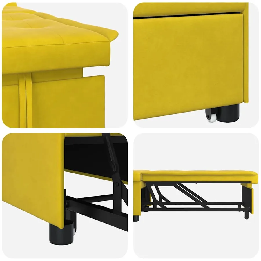 Canapé-Lit Jaune 194 x 67 x 82 cm Velours - 7