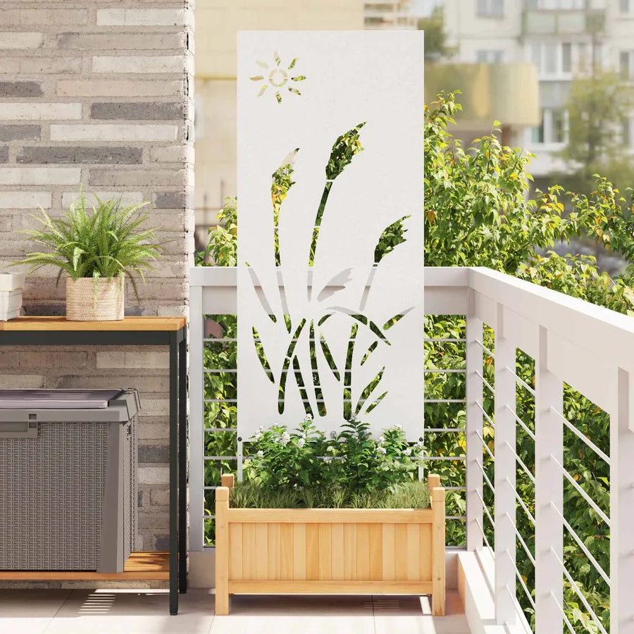 Écran de confidentialité de jardin Fretwork Blanc 50 x 140 cm
