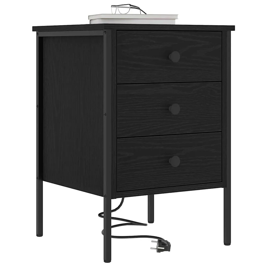 Cabinet de chevet avec tiroir 2 pcs Chêne noir 42 x 41 x 61 cm - 3