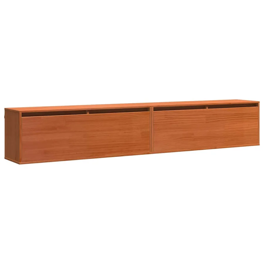 Meuble mural avec étagère Cire marron Bois de pin massif - 2