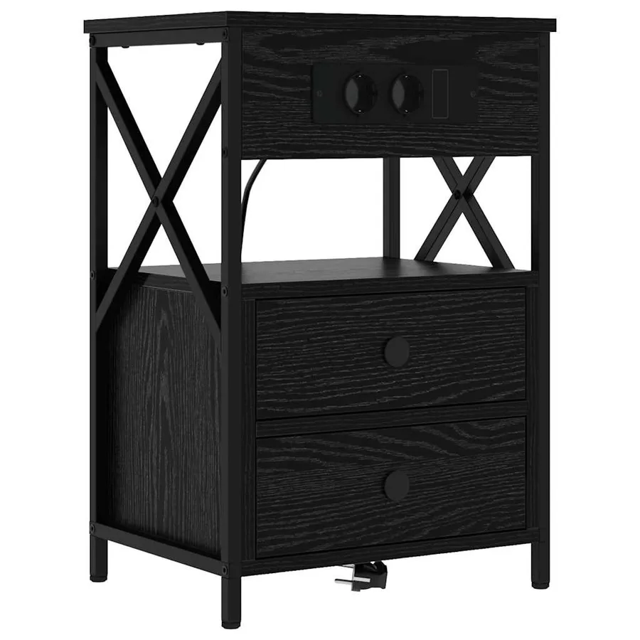 Cabinet de chevet Chêne noir 40 x 31 x 60 cm Bois d'ingénierie - 2
