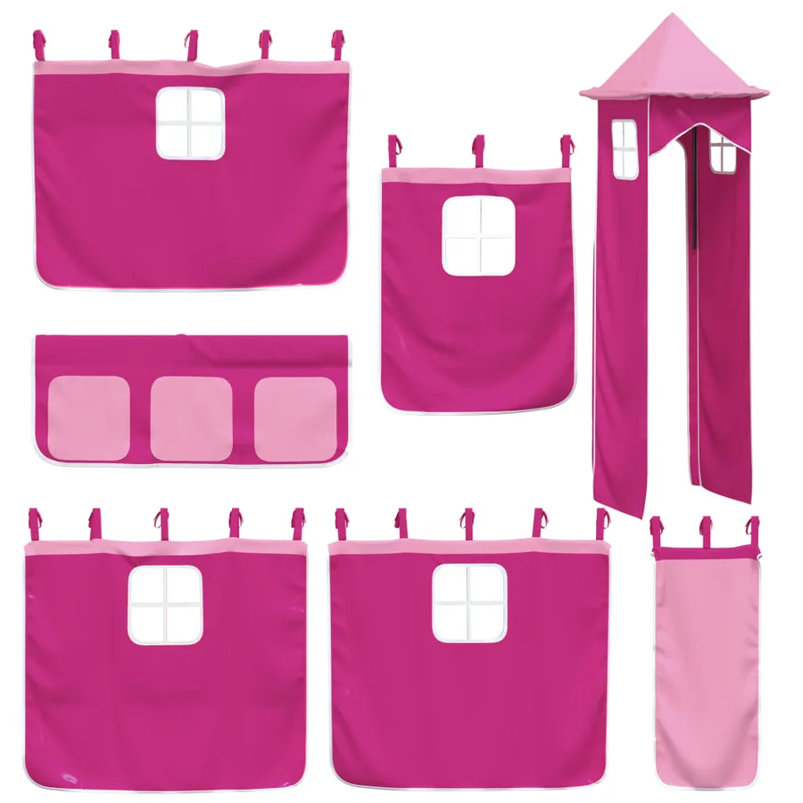 Rideaux pour lit mezzanine avec tour rose polyester - 3