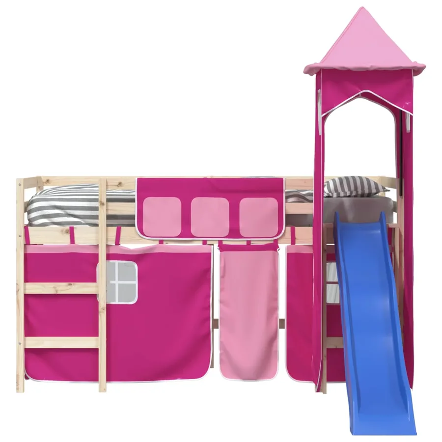 Rideaux pour lit mezzanine avec tour rose polyester - 5