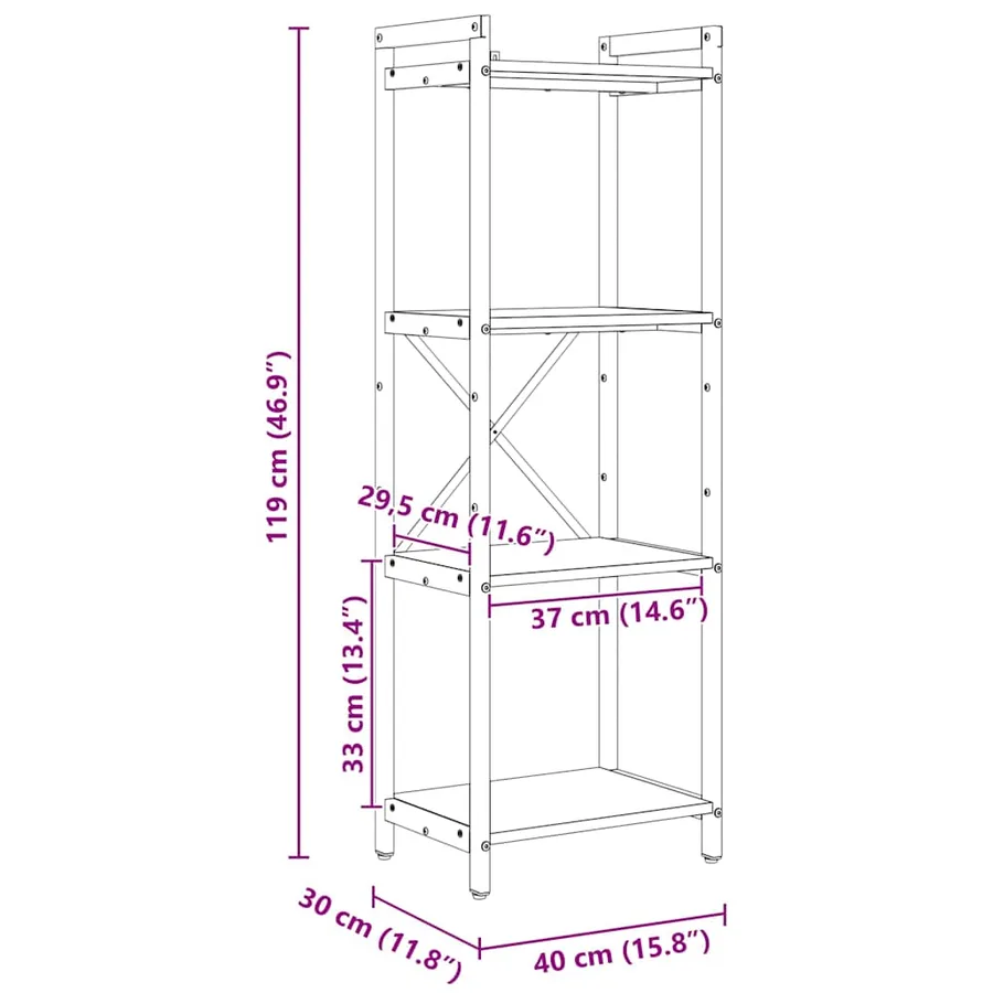 Étagère Sonoma gris 40 x 30 x 119 cm Bois d'ingénierie - 11