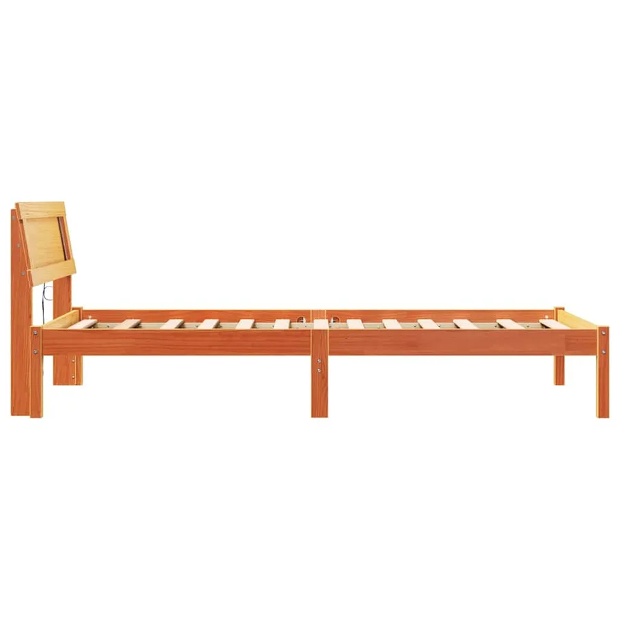 Cadre de lit avec tête de lit Brun cire 75 x 190 cm Pin massif - 6