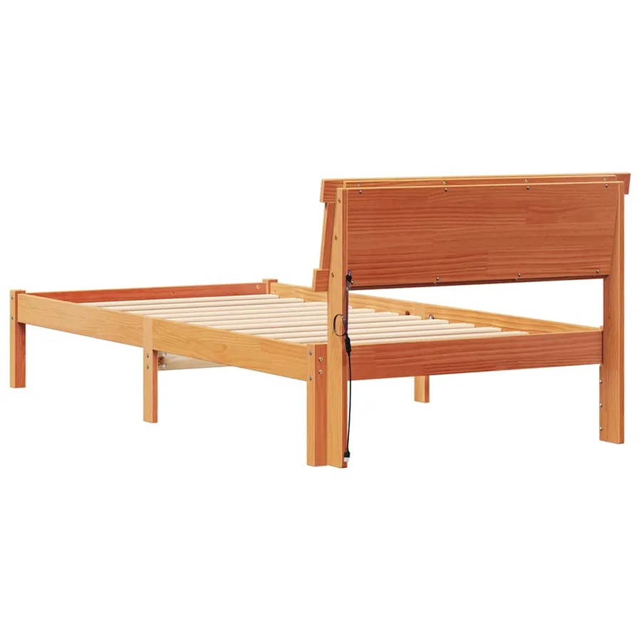 Cadre de lit avec tête de lit Brun cire 75 x 190 cm Pin massif - 7