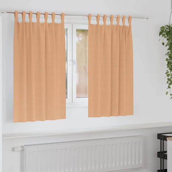 Rideaux occultants avec anneaux 2 pcs Marron Clair 140 x 140 cm