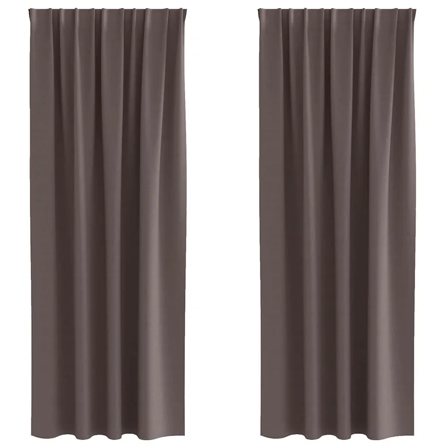 Rideaux occultants avec anneaux 2 pcs Marron foncé 245 x 140 cm - 2