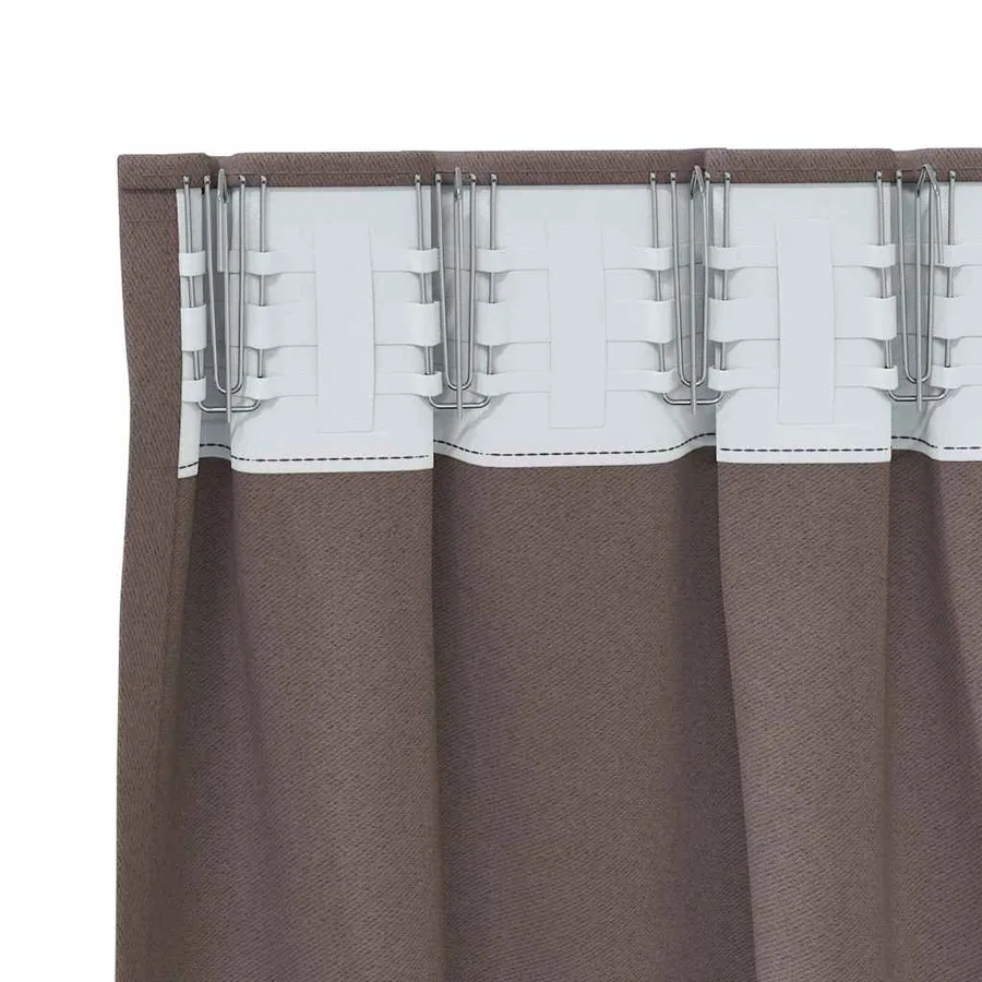 Rideaux occultants avec anneaux 2 pcs Marron foncé 245 x 140 cm - 5