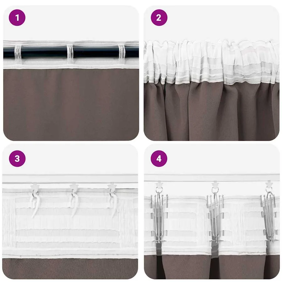 Rideaux occultants avec anneaux 2 pcs Marron foncé 245 x 140 cm - 7