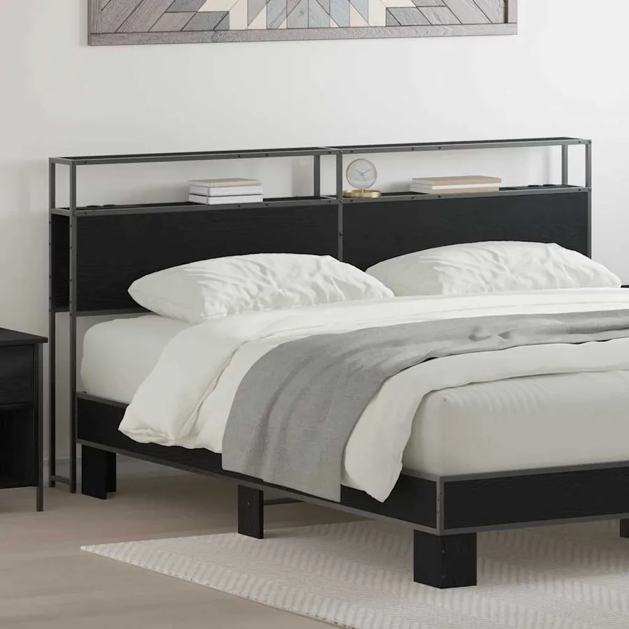 Tête de lit de rangement Chêne noir Bois d'ingénierie