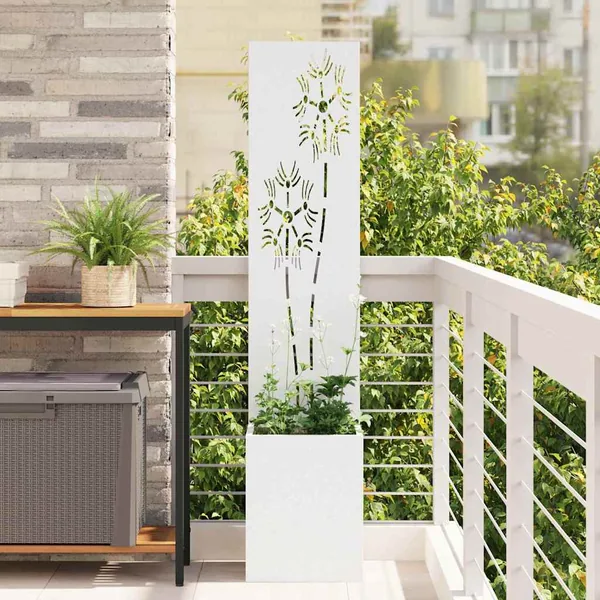 Écran de confidentialité de jardin Floral Blanc 32 x 150 cm