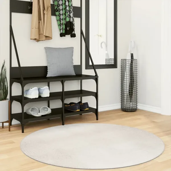 Tapis IZA poils courts style scandinave crème Ø 120 cm