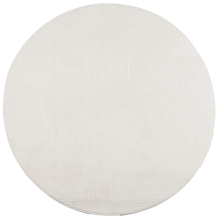 Tapis IZA poils courts style scandinave crème Ø 120 cm - 2