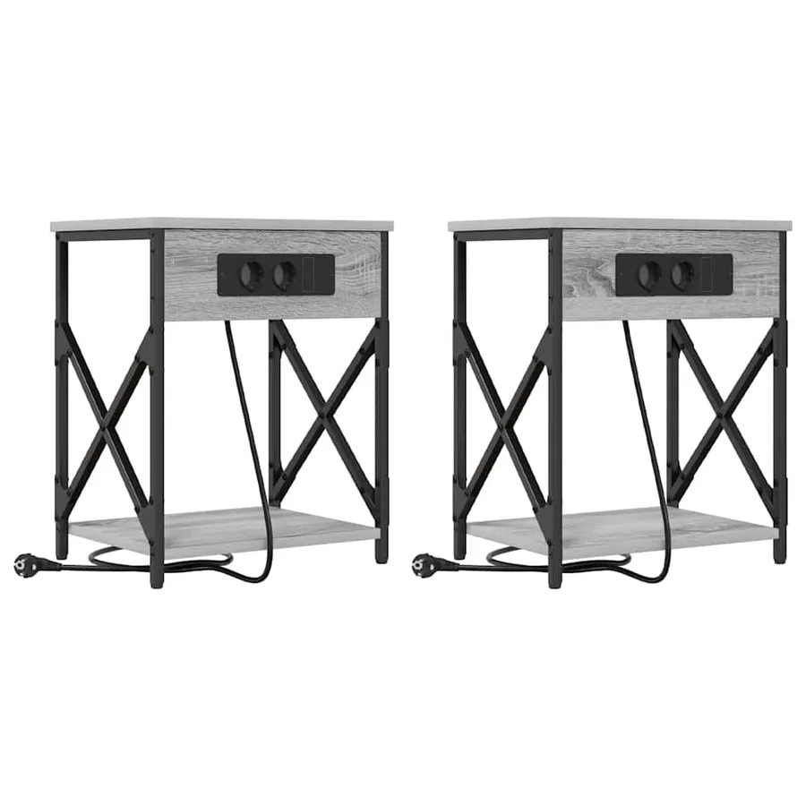 Cabinet de chevet 2 pcs Gris Sonoma 41 x 31 x 51 cm - 2