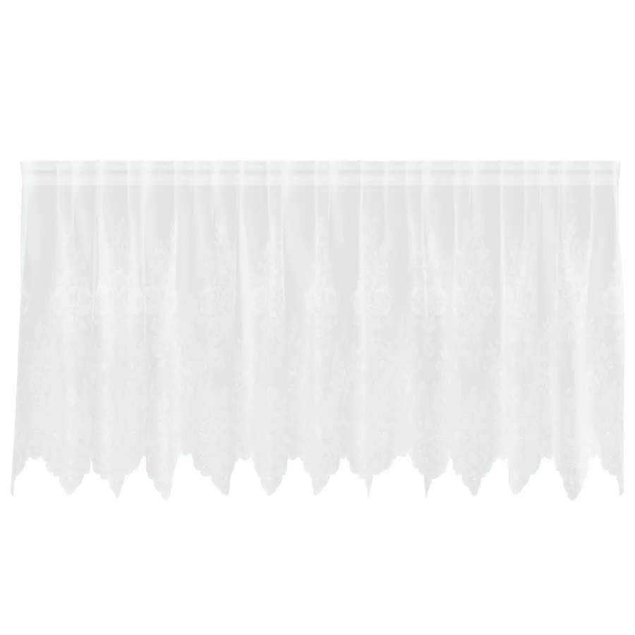 Rideau en Dentelle Floral Blanc 100 x 300 cm Polyester - 2