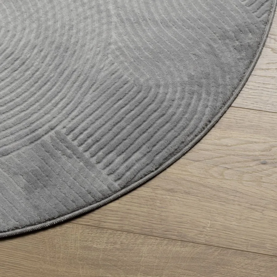 Tapis IZA poils courts style scandinave gris Ø 100 cm - 4