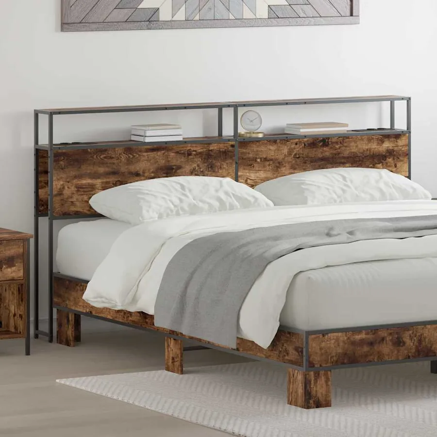 Tête de lit de rangement Chêne fumé Bois d'ingénierie