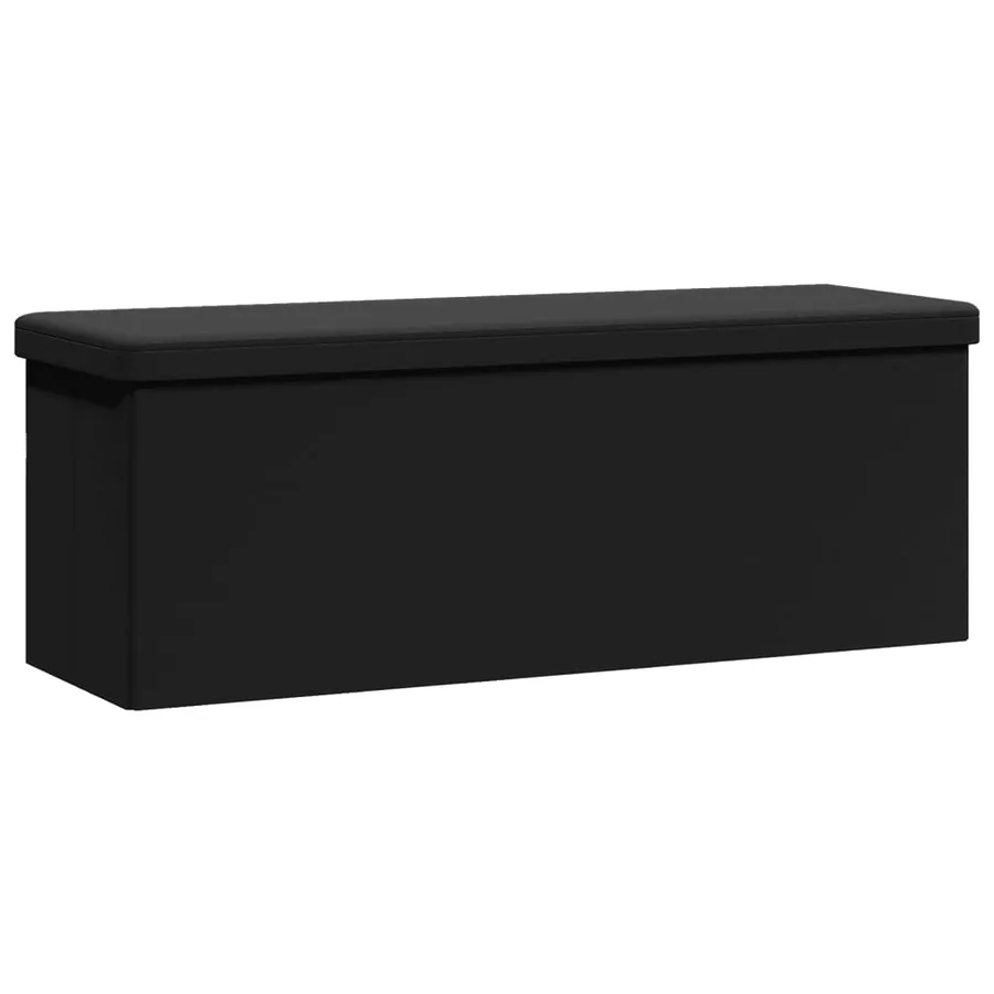 Banc de rangement pliable noir PVC - 2