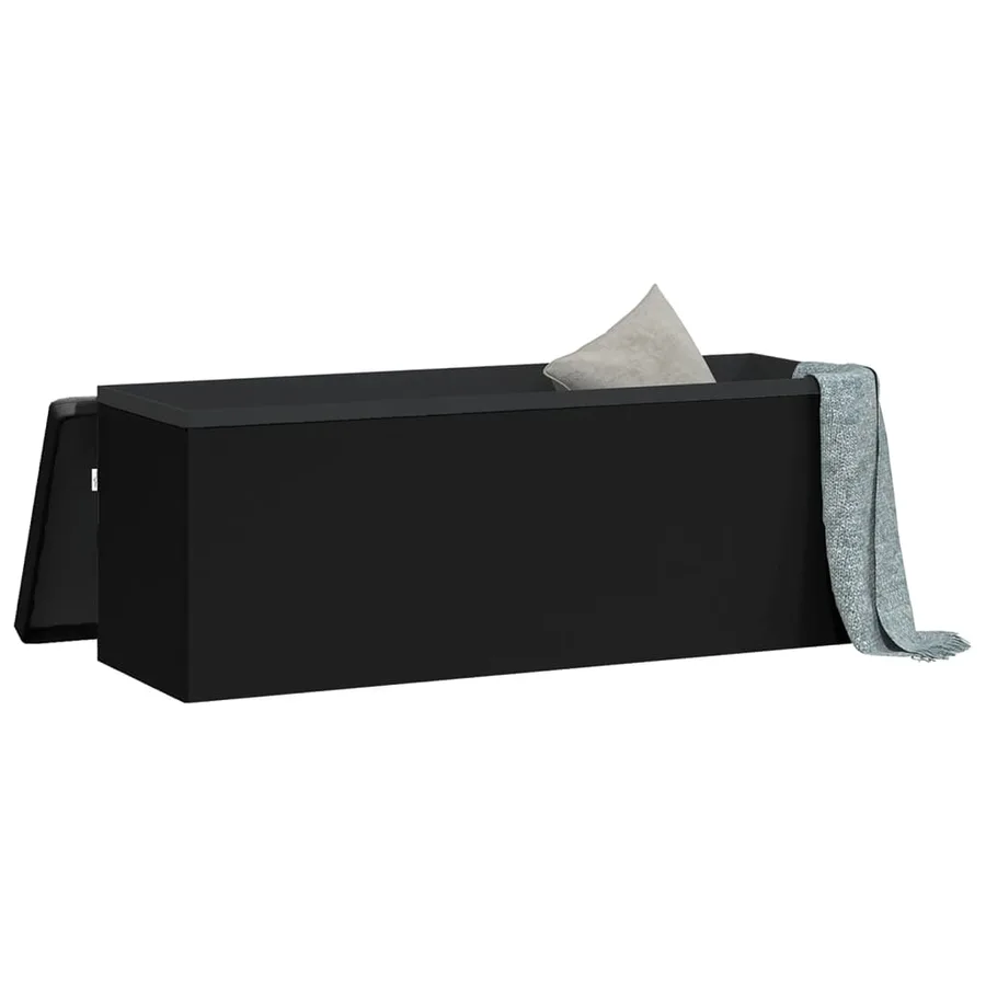 Banc de rangement pliable noir PVC - 4