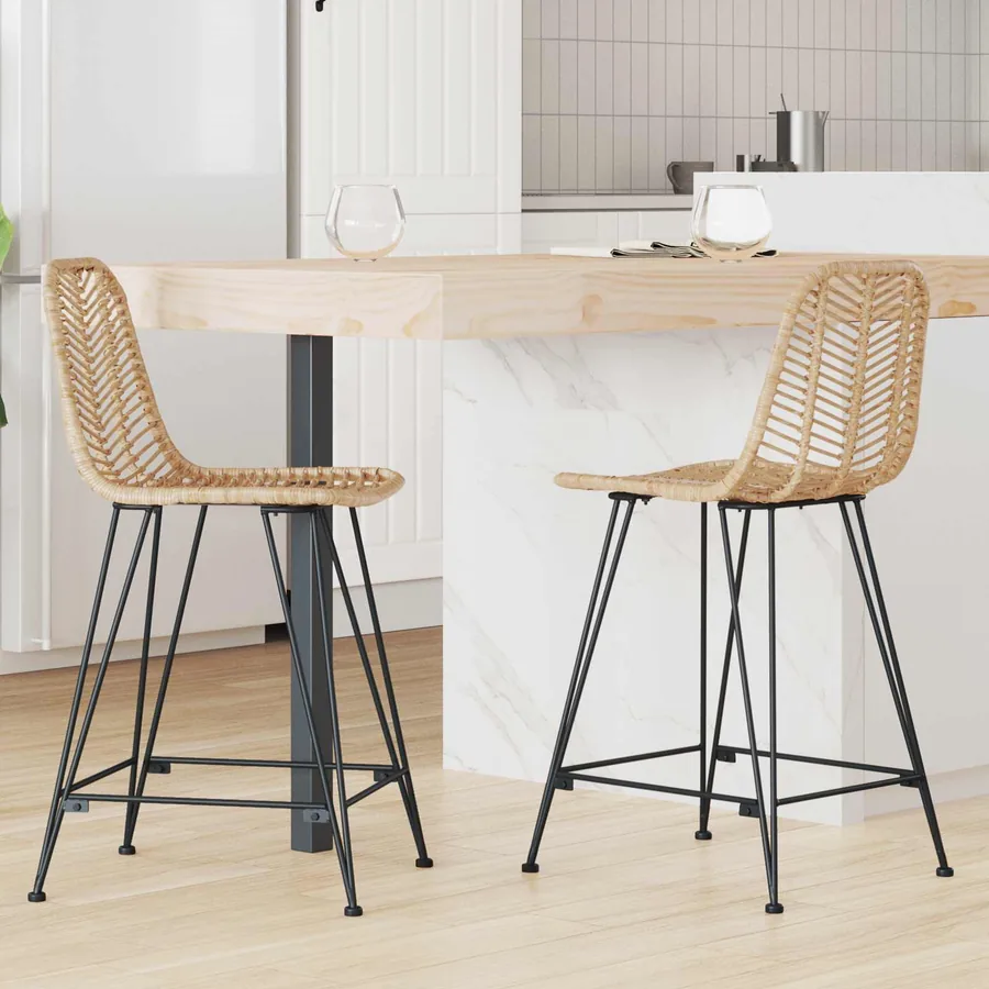 Chaise de bar 2 pcs 44,5 x 54,5 x 97,5 cm Rotin et métal