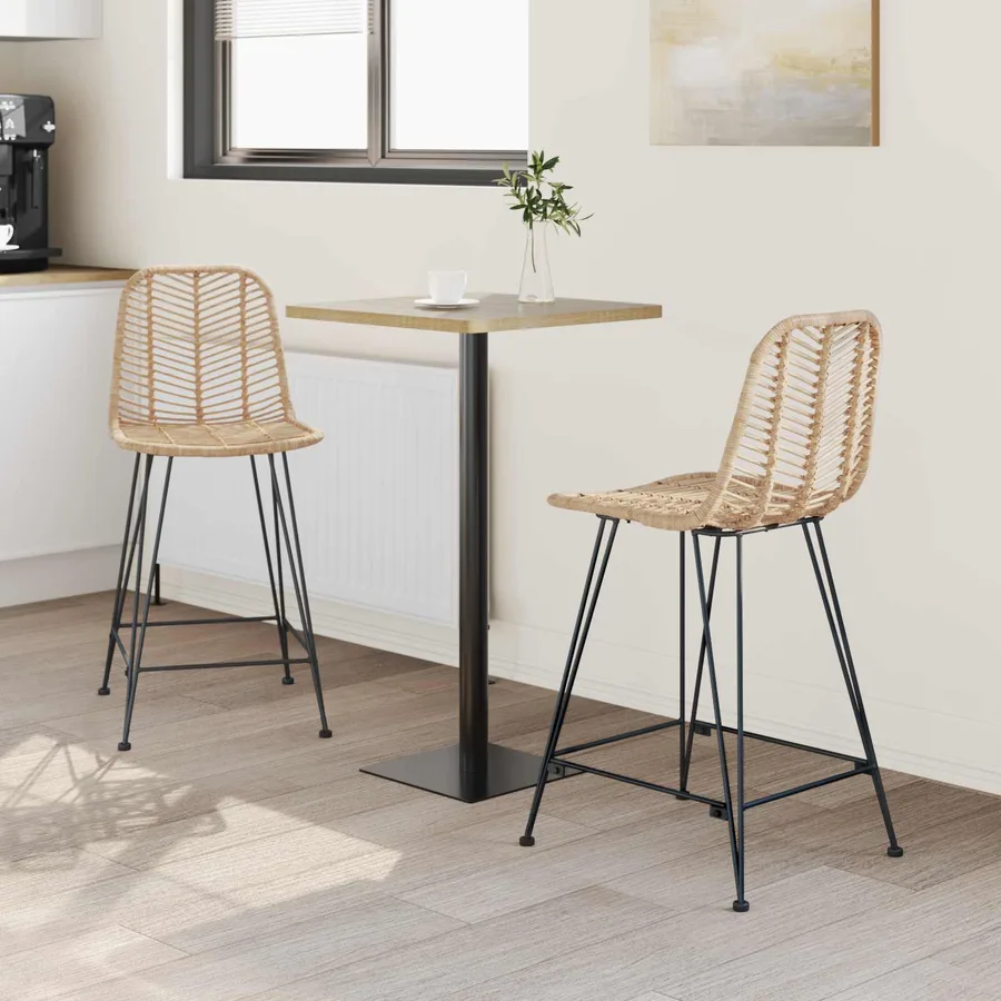 Chaise de bar 2 pcs 44,5 x 54,5 x 97,5 cm Rotin et métal - 3