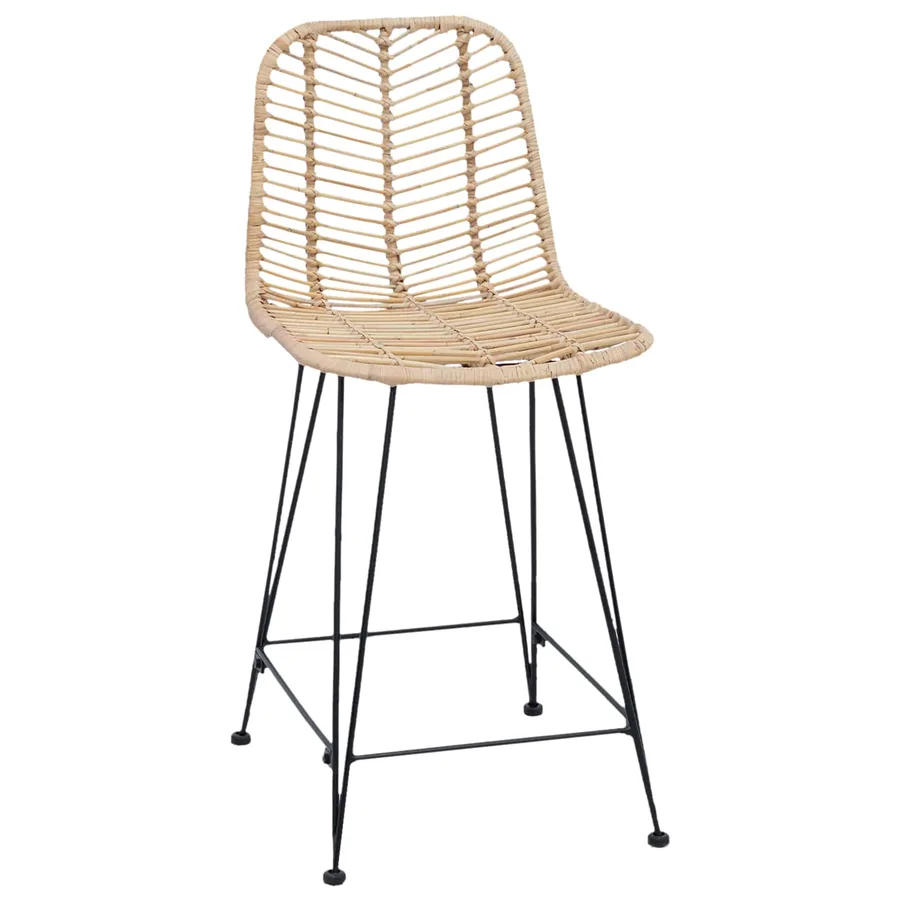 Chaise de bar 2 pcs 44,5 x 54,5 x 97,5 cm Rotin et métal - 4