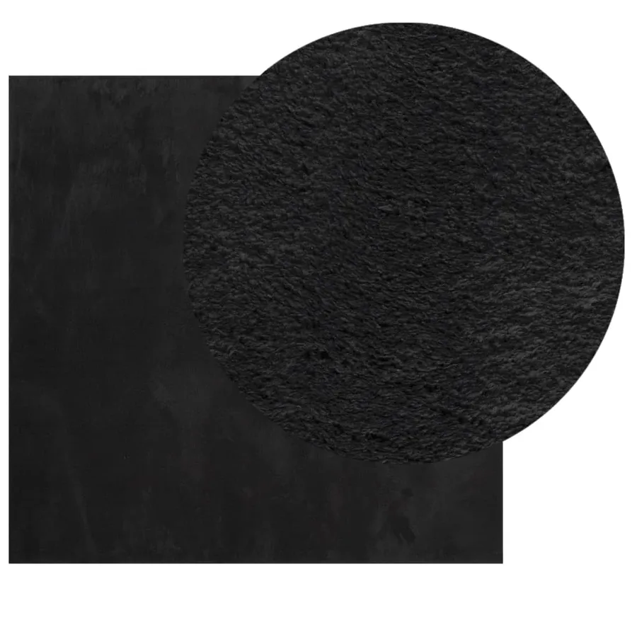 Tapis HUARTE à poils courts doux et lavable noir 160x160 cm - 3