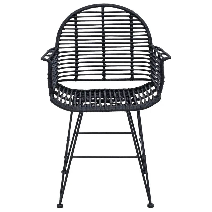 Chaise de salle à manger 2 pcs Rotin et métal Noir - 5