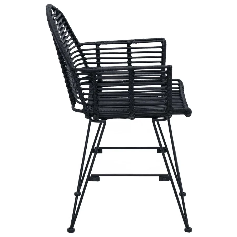 Chaise de salle à manger 2 pcs Rotin et métal Noir - 6