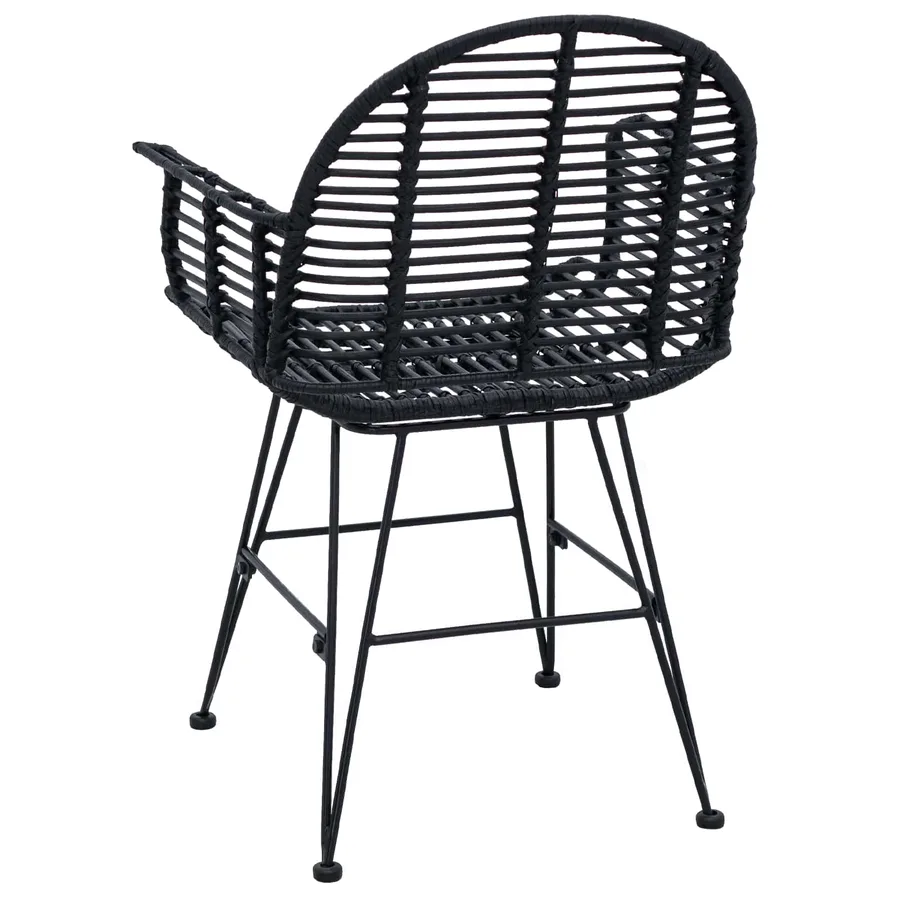 Chaise de salle à manger 2 pcs Rotin et métal Noir - 7